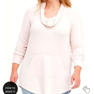 Torrid TUNIC SWEATSHIRT - SUPER SOFT COWL NECK PINK